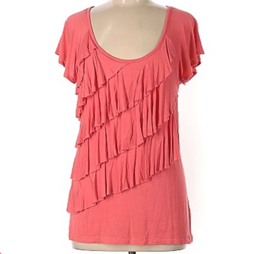NWT Nicole Miller tiered ruffle short-sleeved top